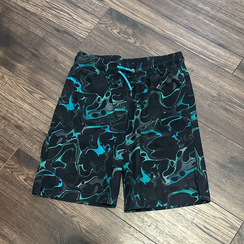 All in Motion Black & Green Swim Trunks